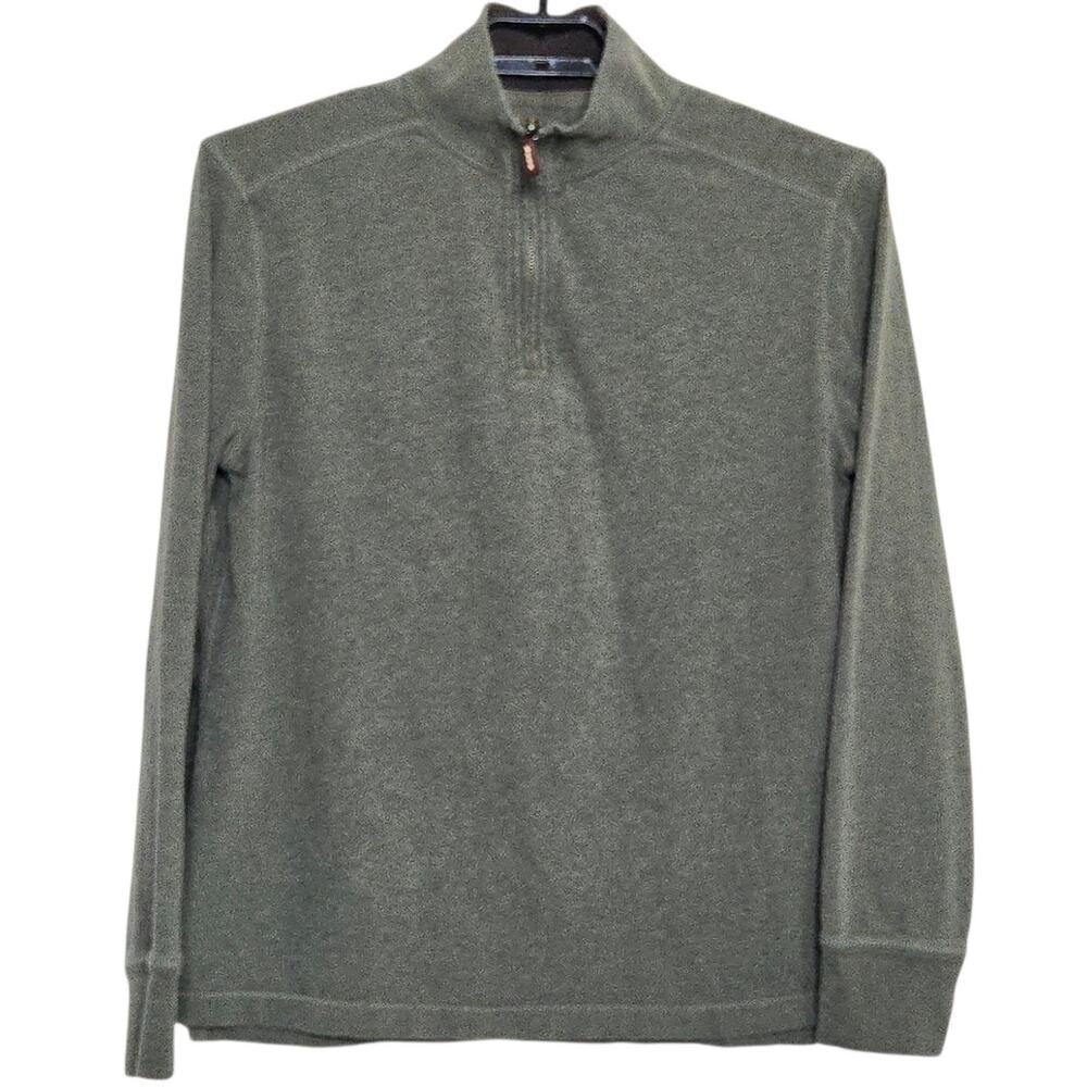 J. Crew Mens Quarter Zip Sweater Size Medium Pullover Green Cotton